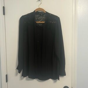 Black blouse with lace detail